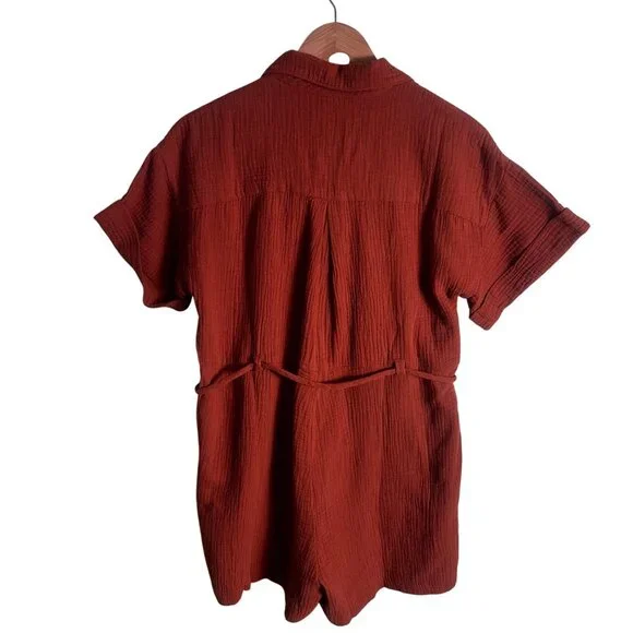 Madewell Womens Lightspun Belted Safari Romper Button-Down Tie-Waist  Sz XXS - Picture 5 of 14